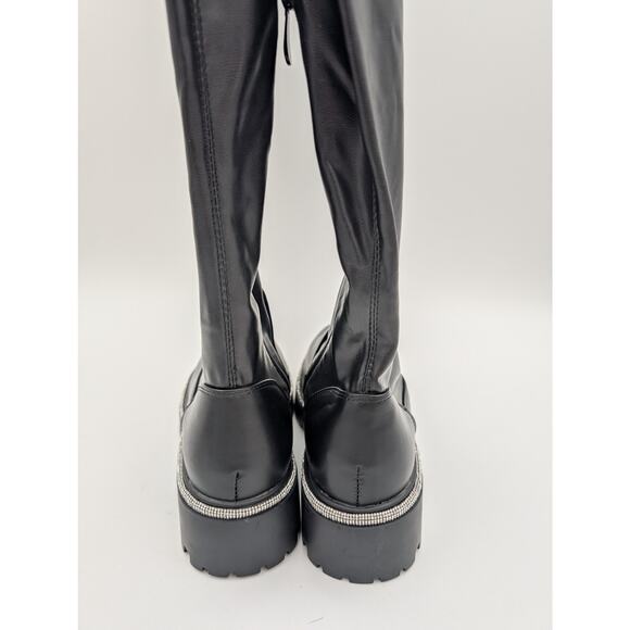 Azalea Wang New Rules Over the Knee Boot Diamante Trim Black Size US7 - Picture 11 of 16